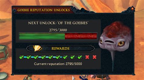goebie reputation  Rewards include goebie-inspired outfit and weapon overrides, a Magic experience lamp, and three Raids loot reroll tokens